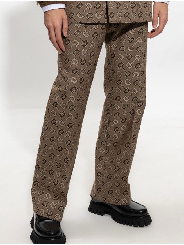 Allover Horsebit Embroidery Wool Blend
  Pants