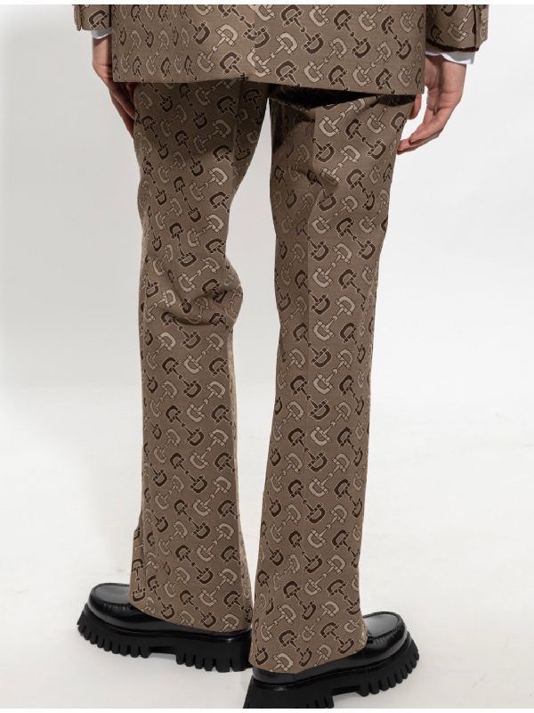 Allover Horsebit Embroidery Wool Blend
  Pants