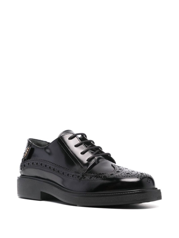 Black Brogue Leather Derby Shoes