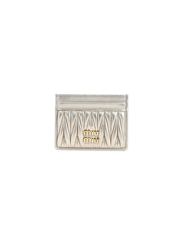 Metal Logo Matelassé Leather Card Case