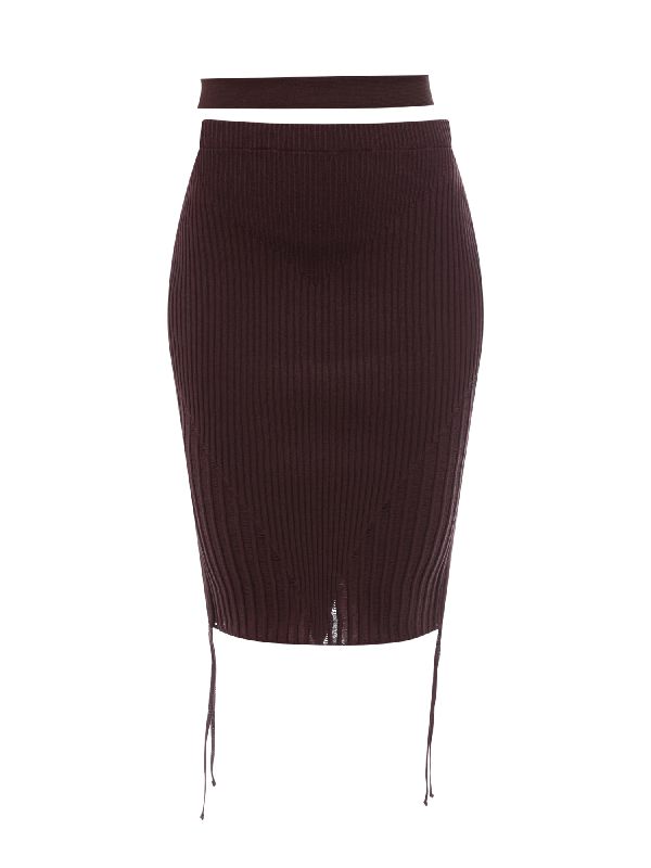 Waist Strap Rib Knit Skirt