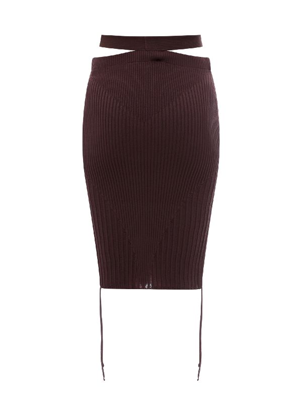 Waist Strap Rib Knit Skirt