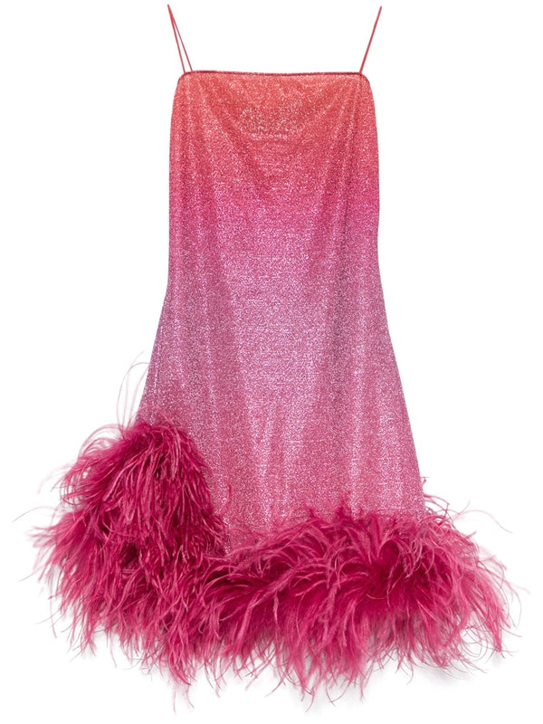 Feather Decoration Lurex Mini Dress