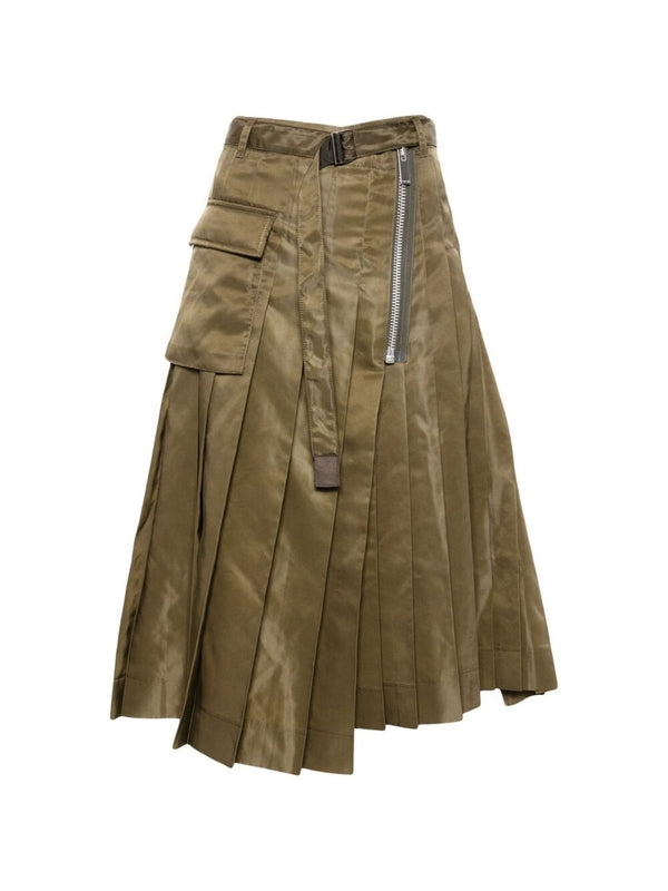 Zipper Detail Asymmetric Twill Skirt