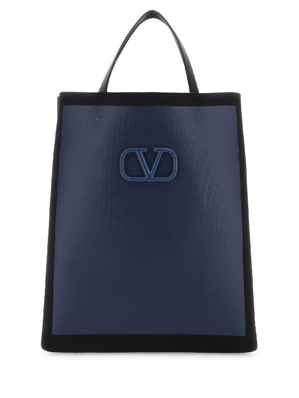 Signature V Logo Canvas
  Leather Tote Bag