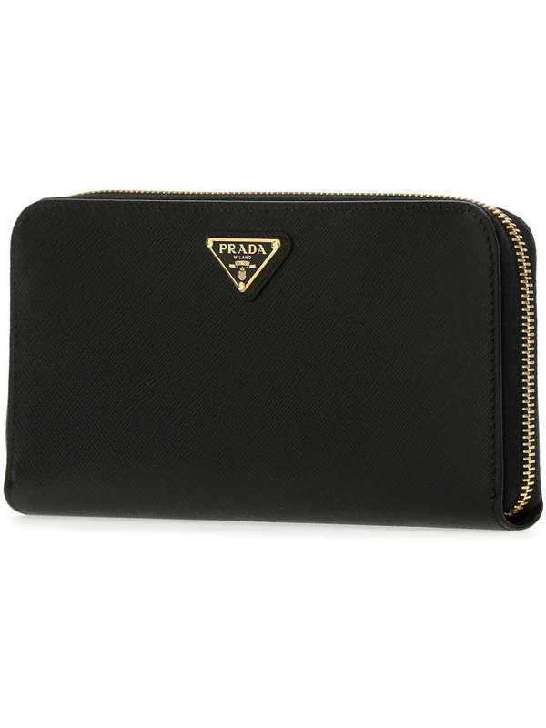 Triangle Logo Saffiano Zipper Long Wallet