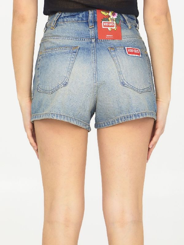 Back Logo Patch Denim Shorts