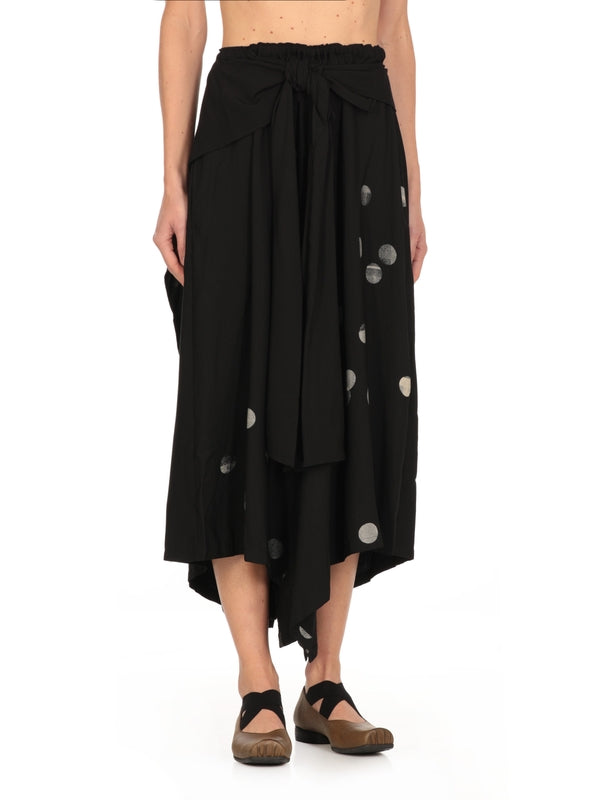 Dot Pattern Asymmetric Midi Skirt