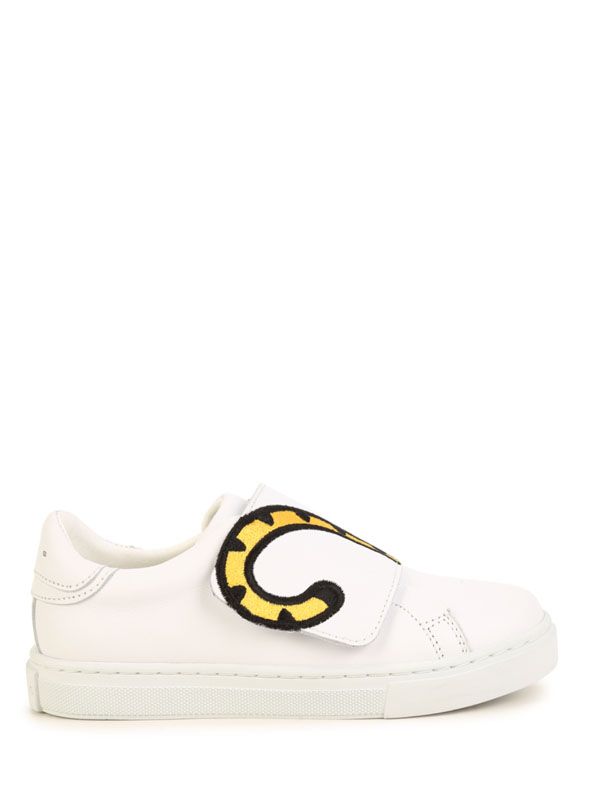 Tiger Embroidered Leather Sneakers