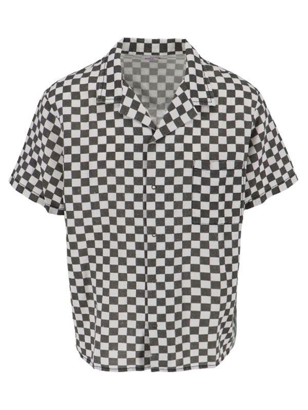 Checkerboard Printing Short Sleeve Shirt