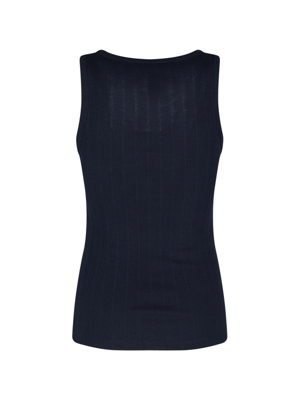 Half Zip Ribbed Cotton Tank Top