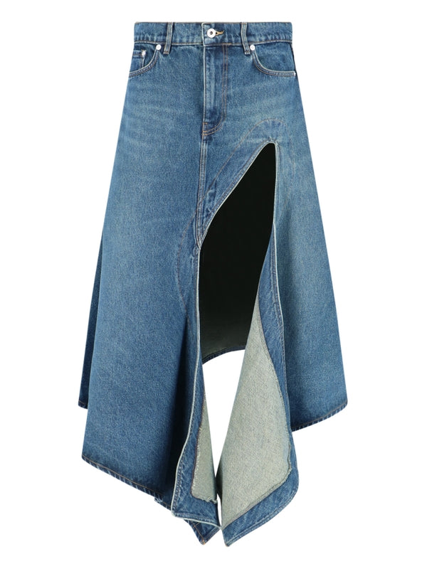 Asymmetrical Cutout Denim Skirt - Jente