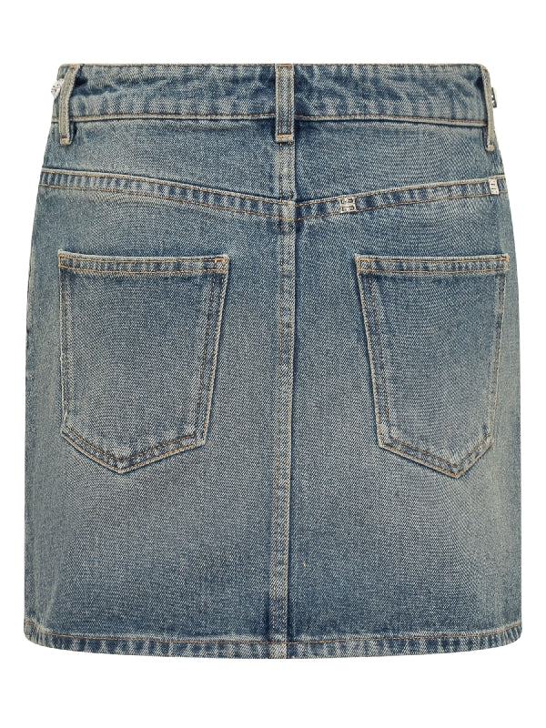 4g Chain Detail Denim Mini Skirt