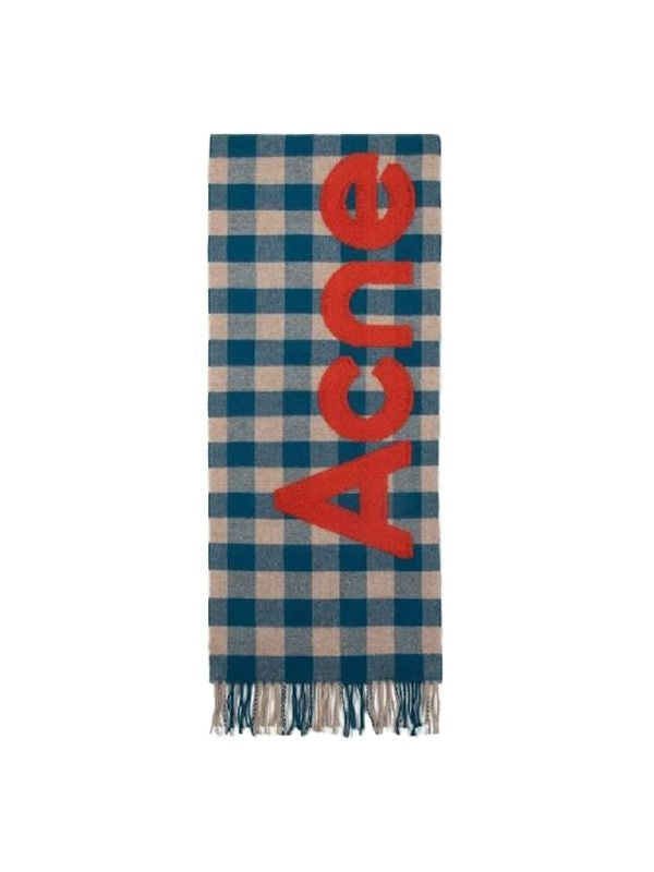 Check Logo Wool Blend Muffler