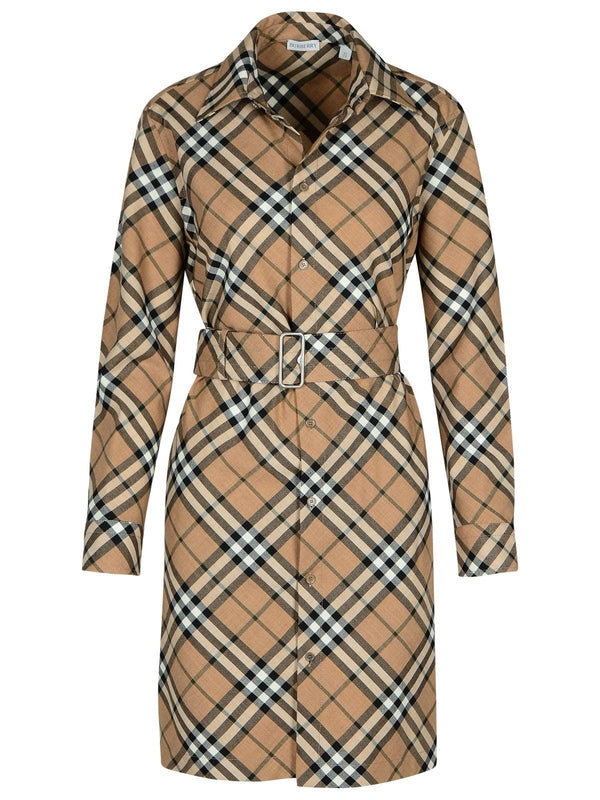 Vintage Check Belt Shirt Dress