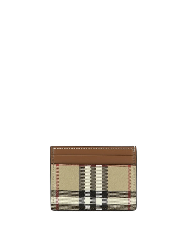 Check Fabric Leather Cardholder