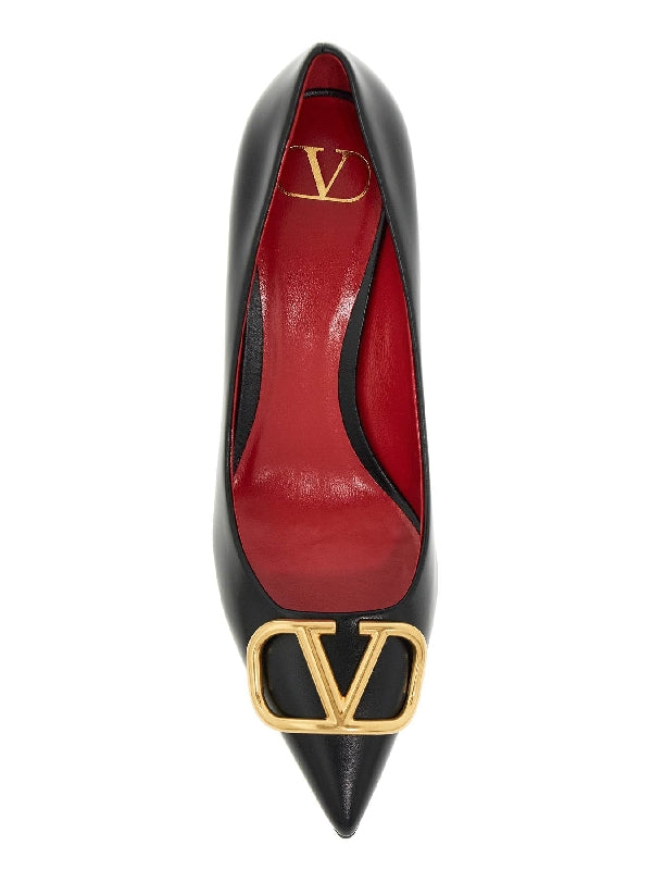 V Logo Leather Pumps - Jente