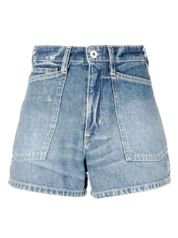 Back Logo Patch Denim Shorts