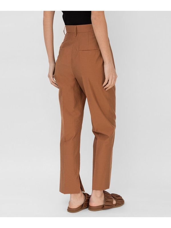 High-Waist Pintuck Cotton Pants