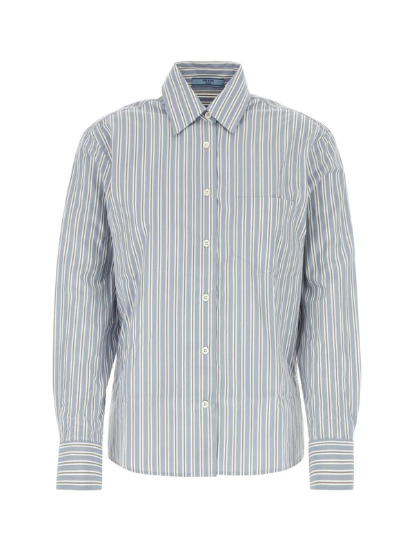 Back Triangle Logo Stripe Cotton Shirt