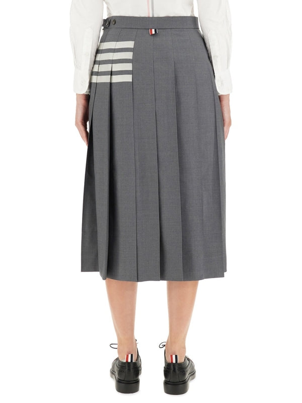 4-Bar Wool Pleated Skirt