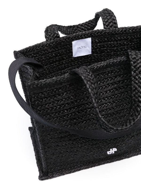 JP Logo Embroidery Raffia Tote Bag