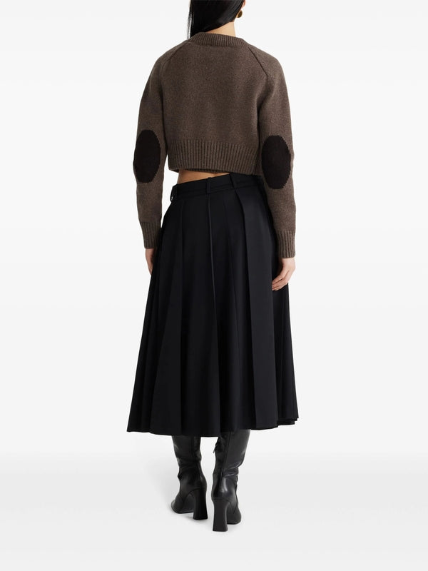 Belted Wool Pleated Skirt