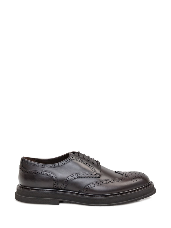 Brogue Detail Leather Lace-Up Shoes