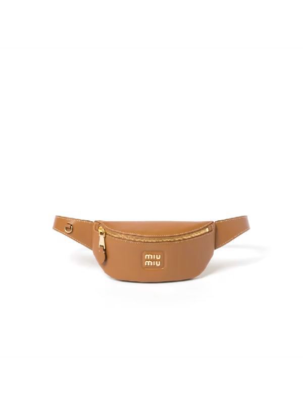 Metal Logo Leather Belt Bag