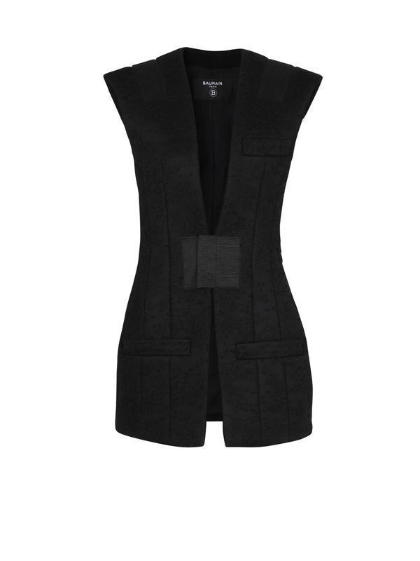 Shoulder Pad Single-Breasted Lace Vest