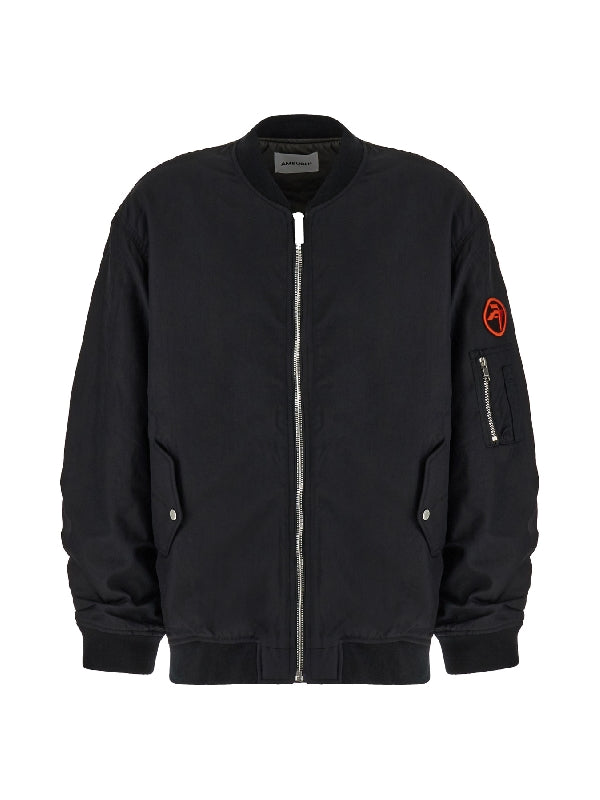 Logo Embroidered Sleeve Bomber Jacket