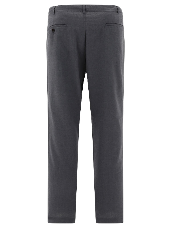 Grey Pleated Tailored Pants