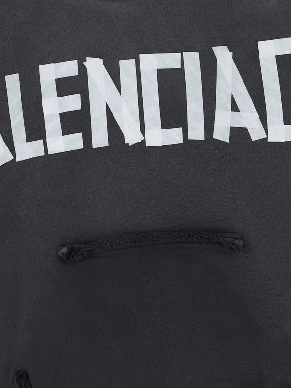 Tape Type Logo Printed Hoodieie