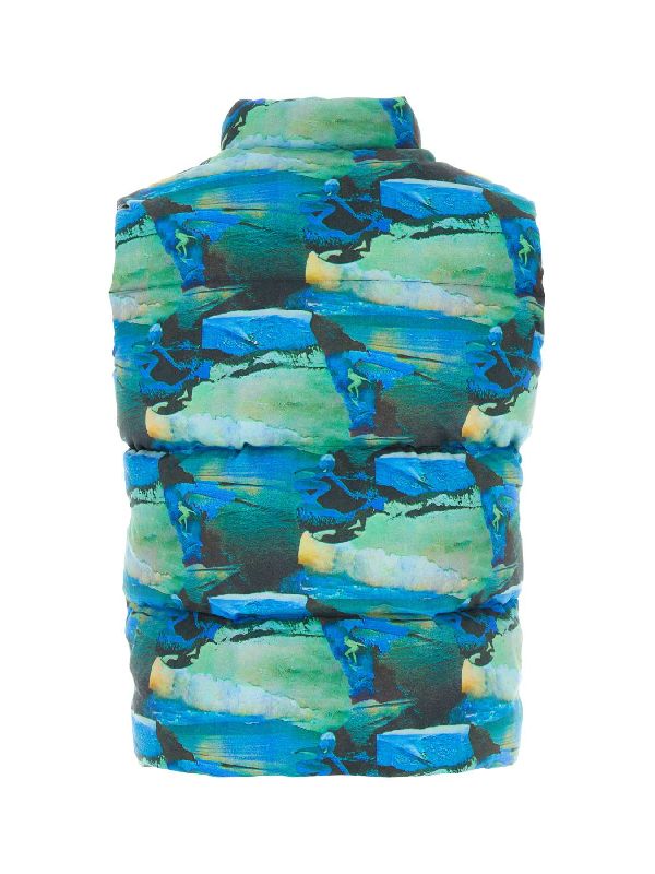 Printed High-Neck Padded Vest