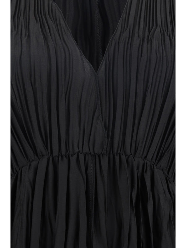 V-neck Pleated Dress