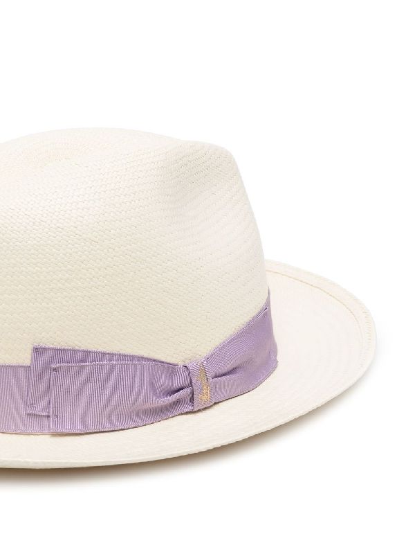 Bow Detail Straw Fedora Hat