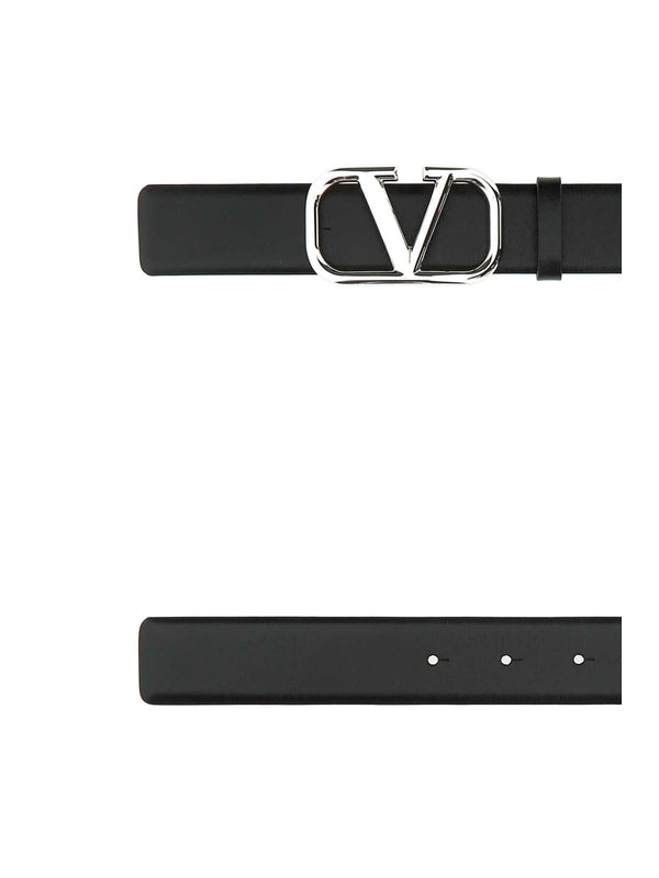 V Logo Leather Belt