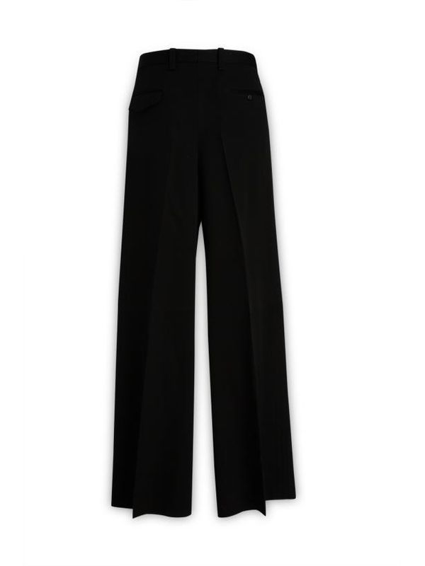 Black One Pleat Wide Pants