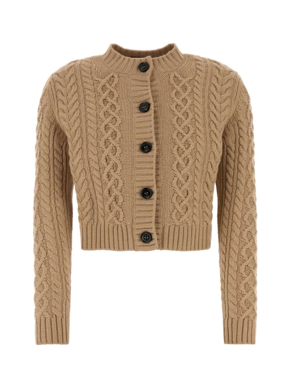 Afosi Cable Knit Wool Cardigan