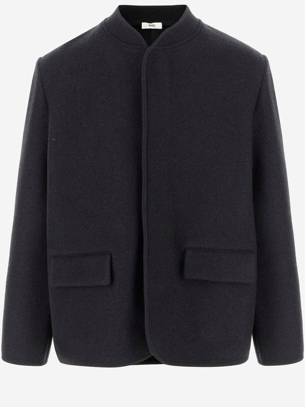 Collarless Wool Jacket