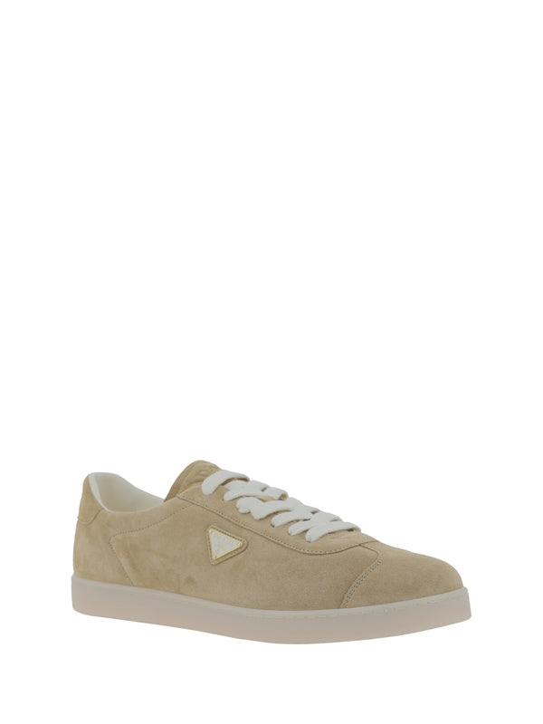 Triangular Logo Suede Sneakers