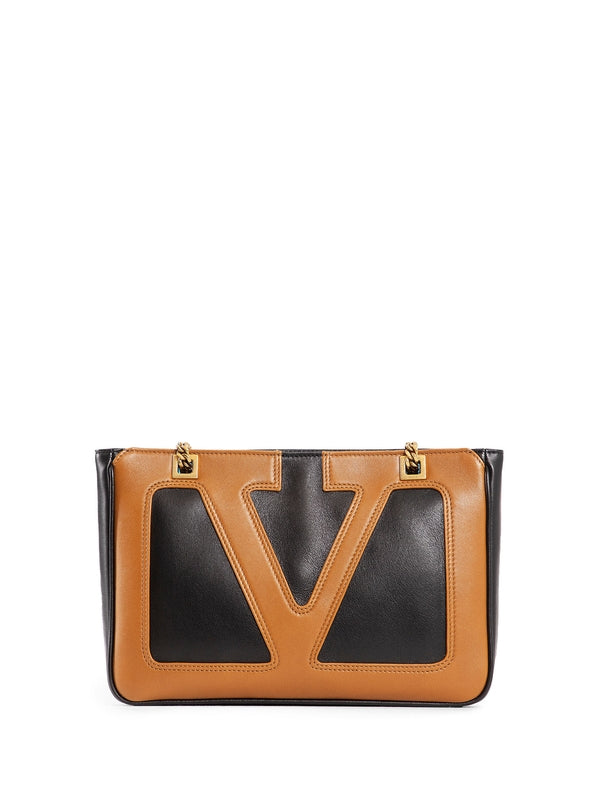 V Logo Leather Crossbody Bag