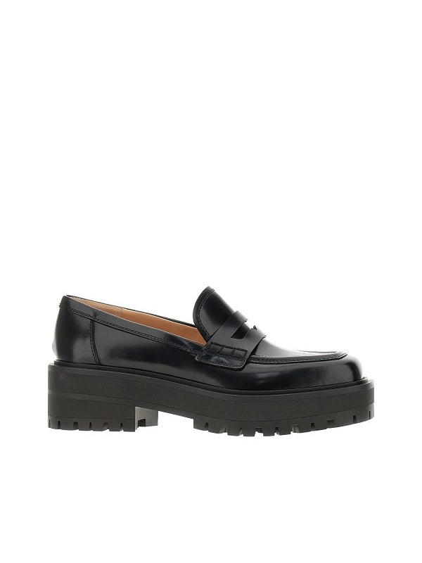 Black Leather Penny Loafers