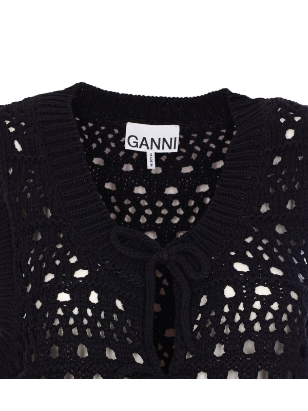 Bow Detail Openwork Cotton Vest