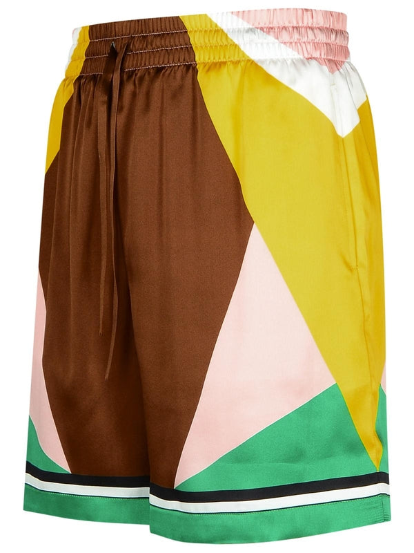 Geometric Printing Silk Bermuda Shorts