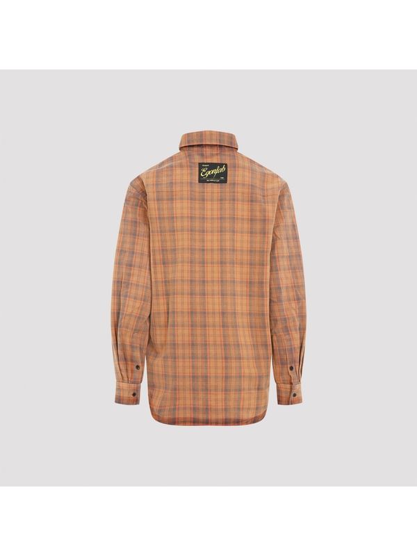 Back Logo Patch Check Cotton Shirt