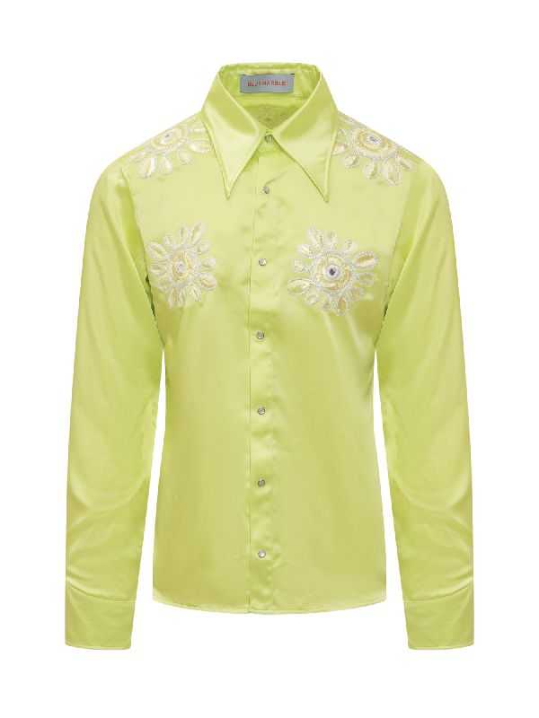 Embroidery Detail Satin Shirt