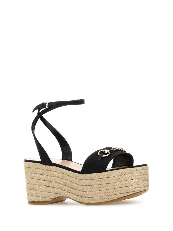 Gucci Black Wedge Sandals