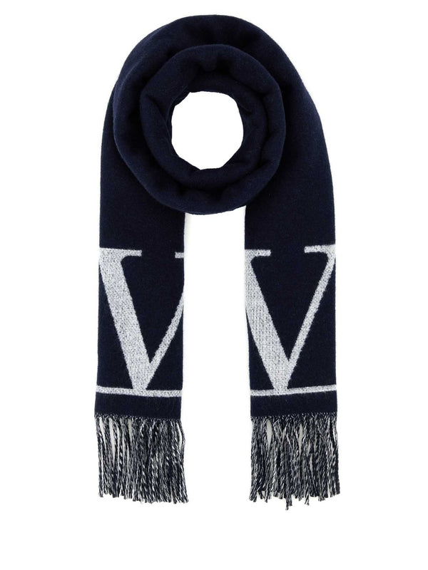 V Logo Wool Cashmere Muffler