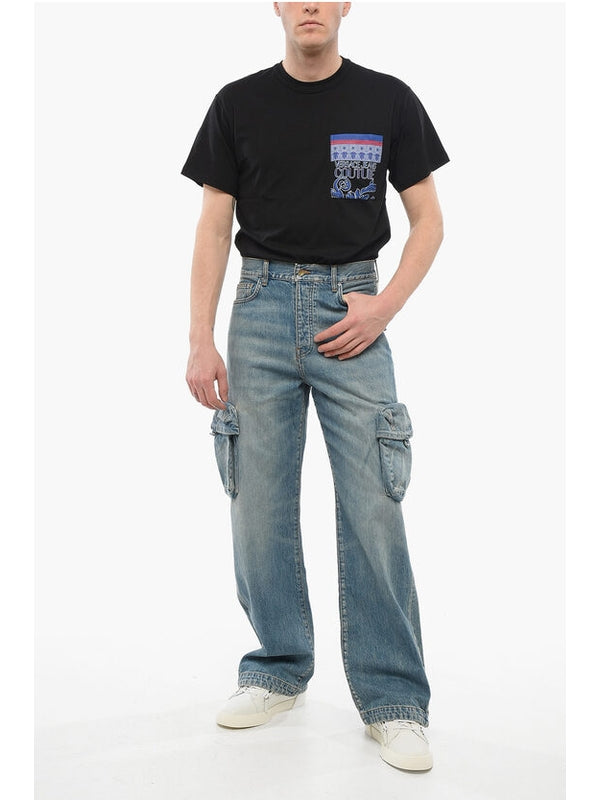 Washing Cotton Cargo Denim Pants